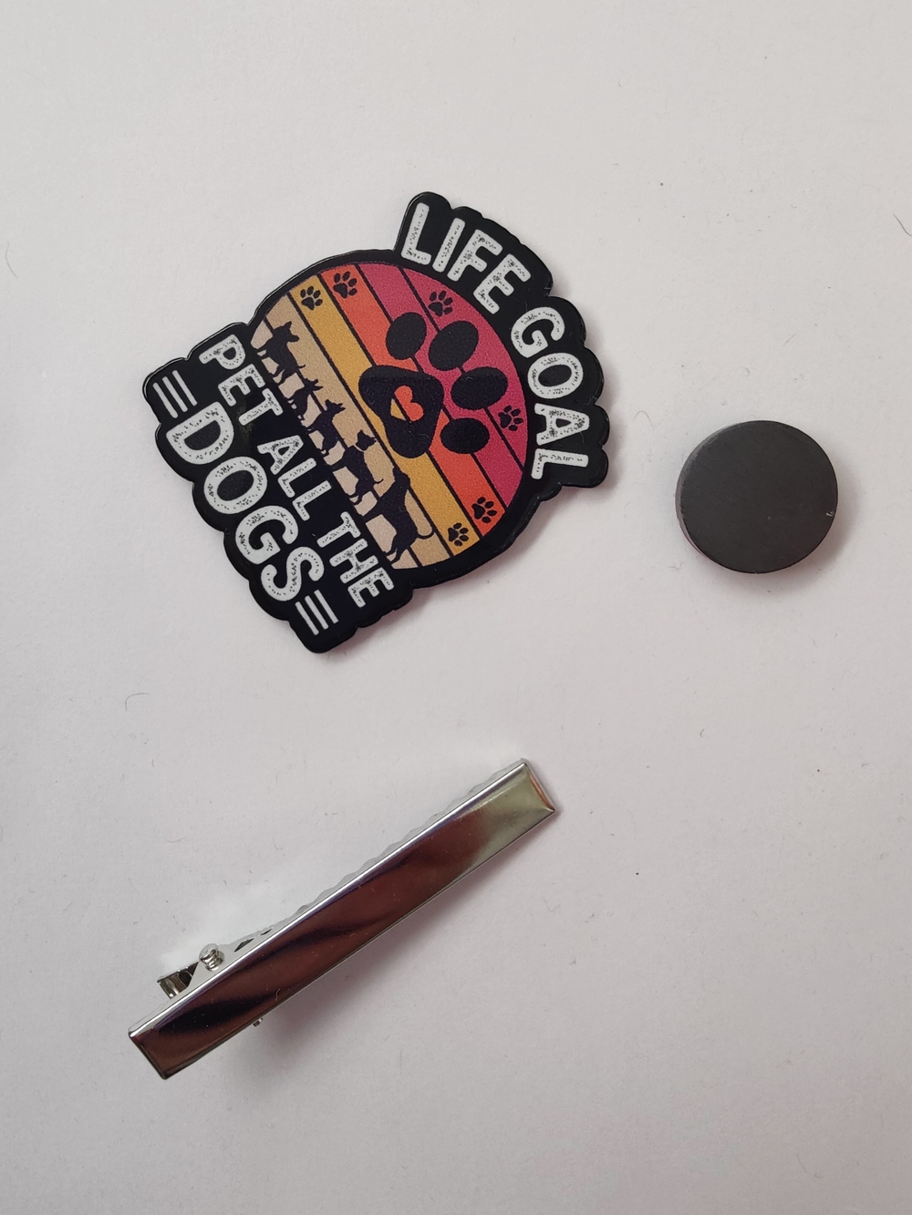 Custom Handmade Character Magnet or Hair Clip- Pet All The Dogs